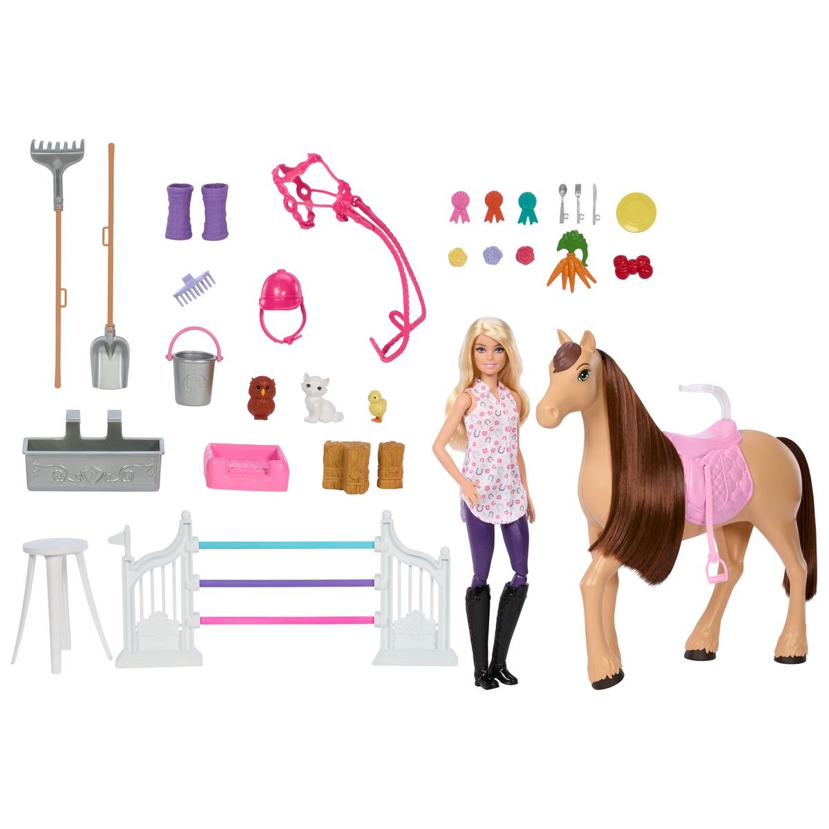 Barbie Mysteries: Das geheimnisvolle Pferdeabenteuer“ Pferdestall-Spielset mit Puppe, Spielzeugpferd und Zubehör, mehr als 25 Teile