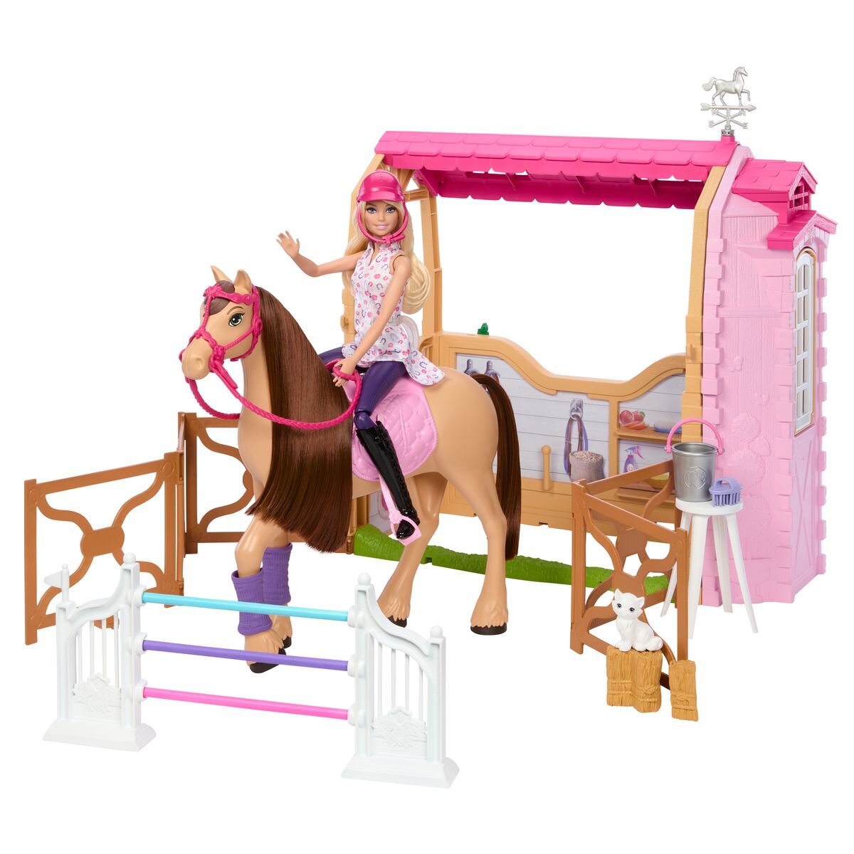 Barbie Mysteries: Das geheimnisvolle Pferdeabenteuer“ Pferdestall-Spielset mit Puppe, Spielzeugpferd und Zubehör, mehr als 25 Teile