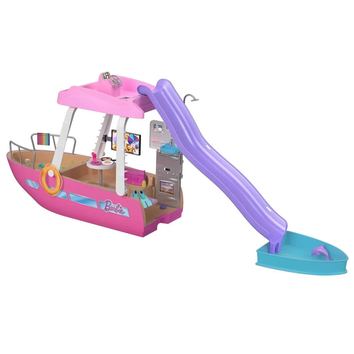 Barbie Traumschiff mit Pool und Rutsche, Spielset inkl. Barbie Zubehör