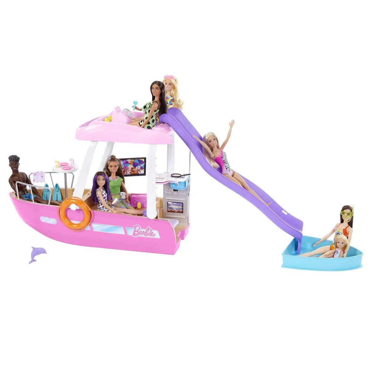 Barbie Traumschiff mit Pool und Rutsche, Spielset inkl. Barbie Zubehör