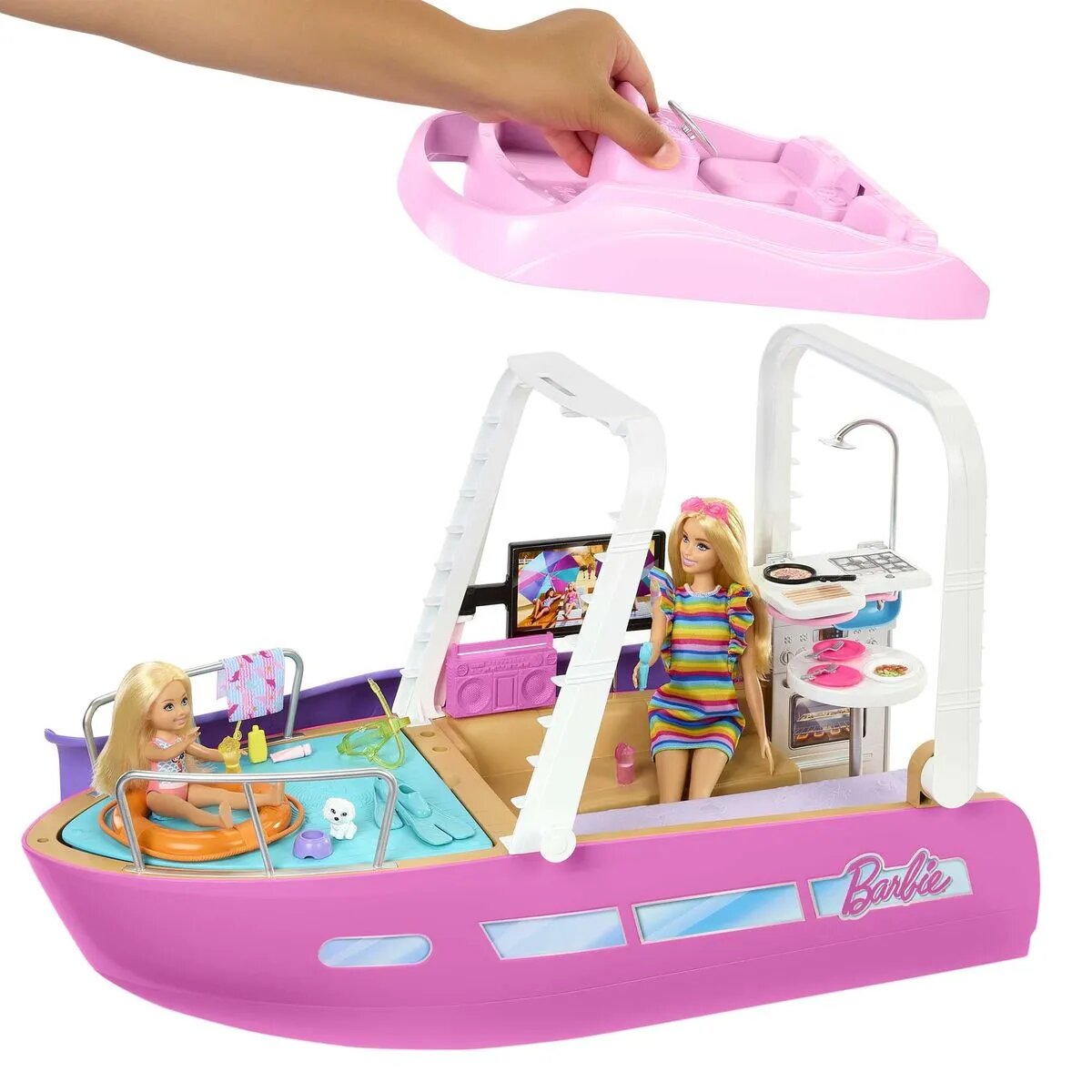 Barbie Traumschiff mit Pool und Rutsche, Spielset inkl. Barbie Zubehör