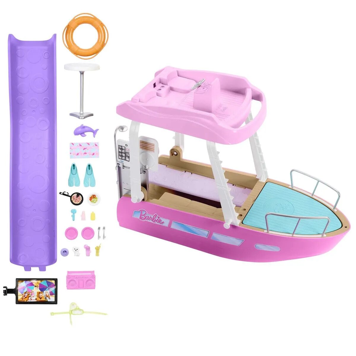 Barbie Traumschiff mit Pool und Rutsche, Spielset inkl. Barbie Zubehör
