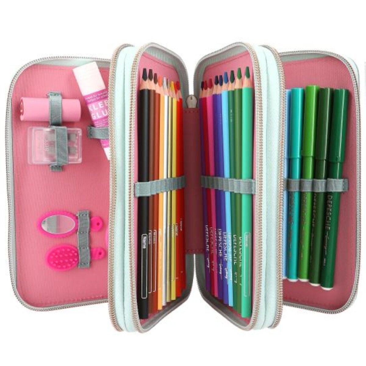 Depesche Miss Melody 3 Fach Federtasche mit Pferdekopf Applikation