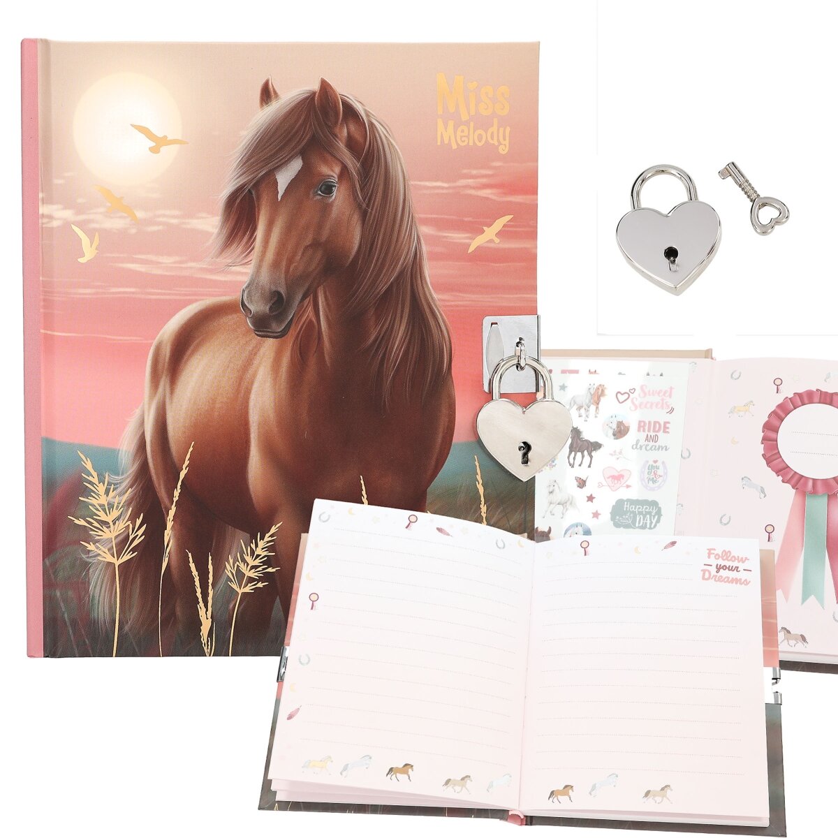 Depesche Miss Melody Tagebuch mit Stickern Herz-Schloss Pferdemotive