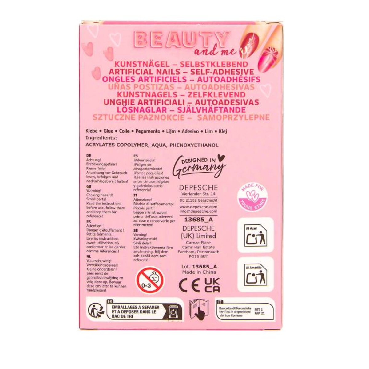 Depesche TOPModel 24 pink selbstklebende Kunstnägel BEAUTY and ME