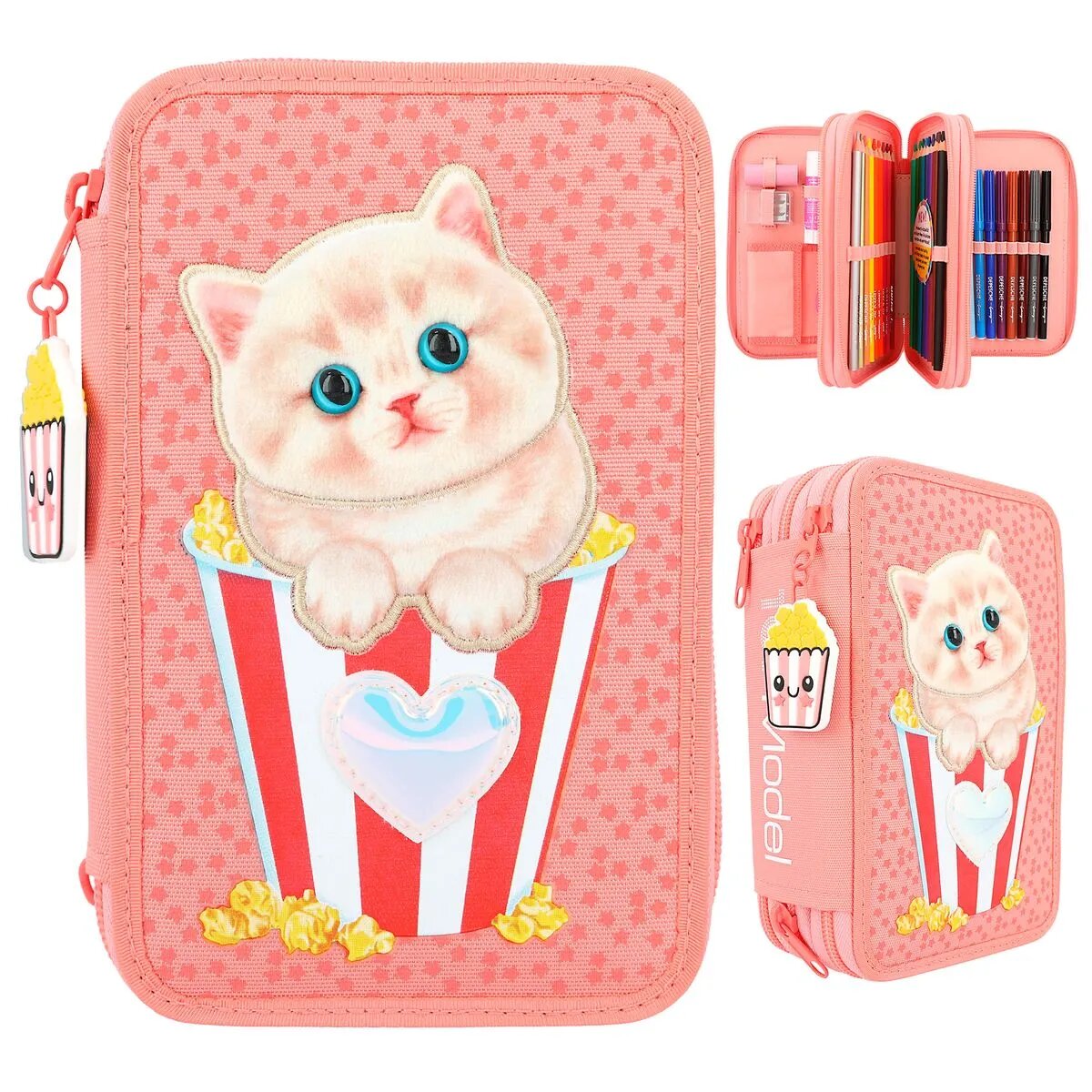 Depesche TOPModel 3-Fach Federtasche Katzen Applikation CUTIE STAR