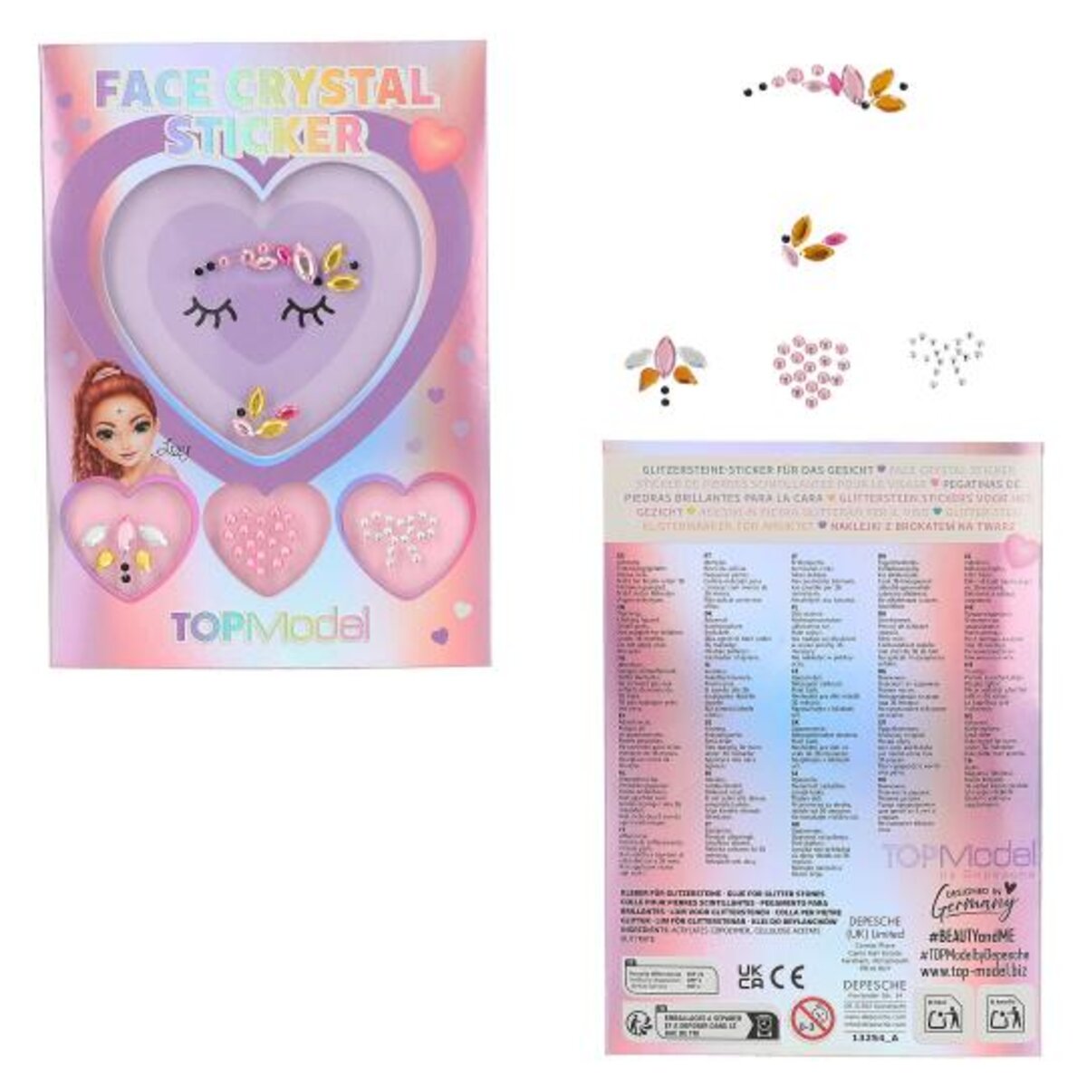 Depesche TOPModel Face Crystal Sticker BEAUTY and ME, 1 Stück, 3-fach sortiert