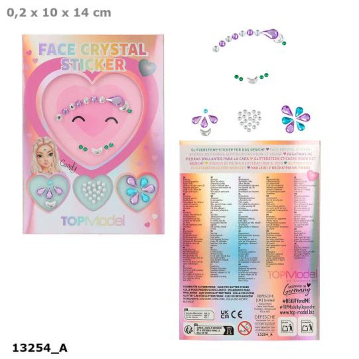Depesche TOPModel Face Crystal Sticker BEAUTY and ME, 1 Stück, 3-fach sortiert