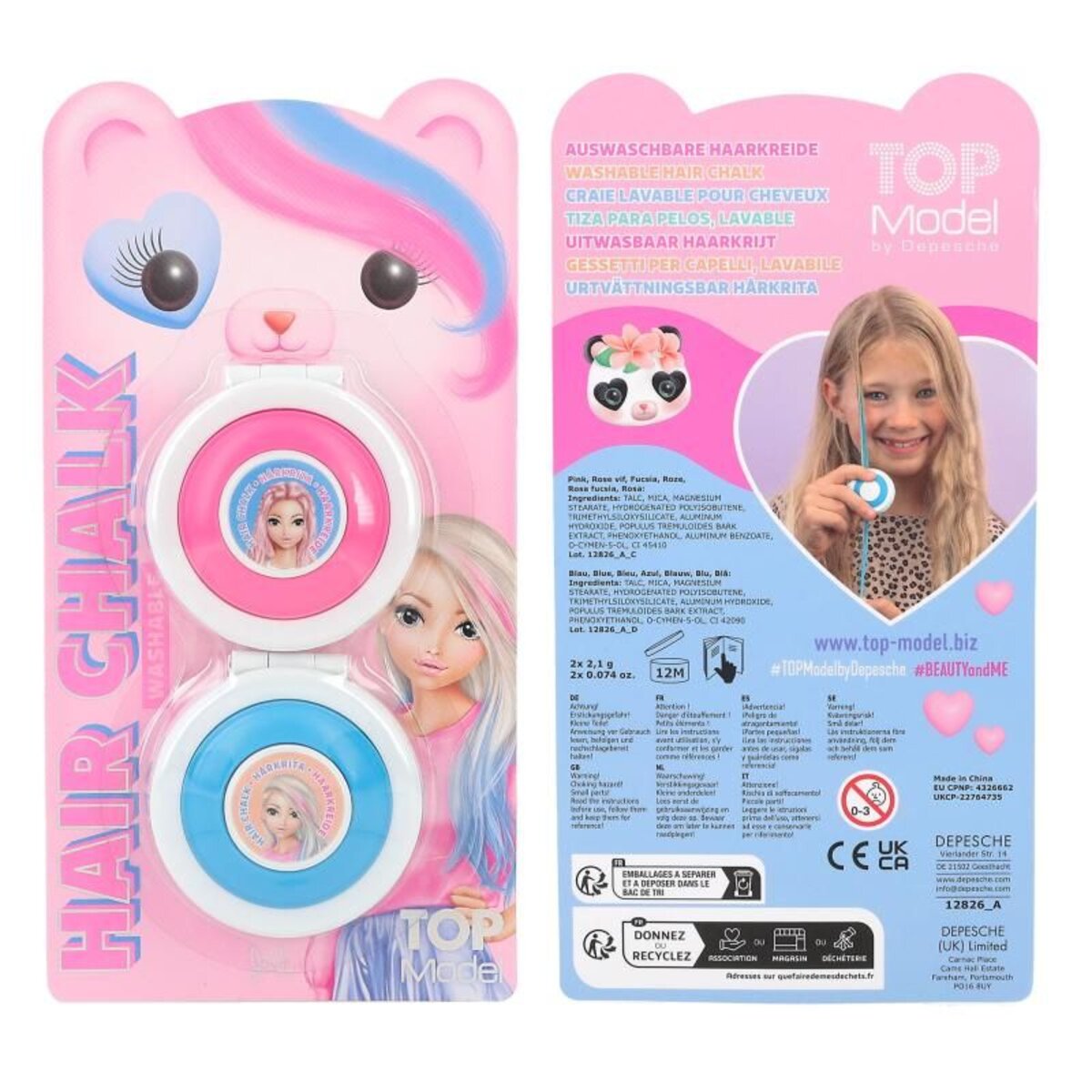 Depesche TOPModel Haarkreideset BEAUTY and ME, 1 Packung, 2-fach sortiert