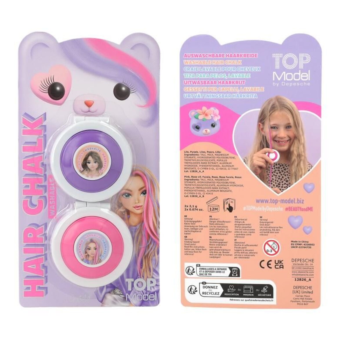 Depesche TOPModel Haarkreideset BEAUTY and ME, 1 Packung, 2-fach sortiert