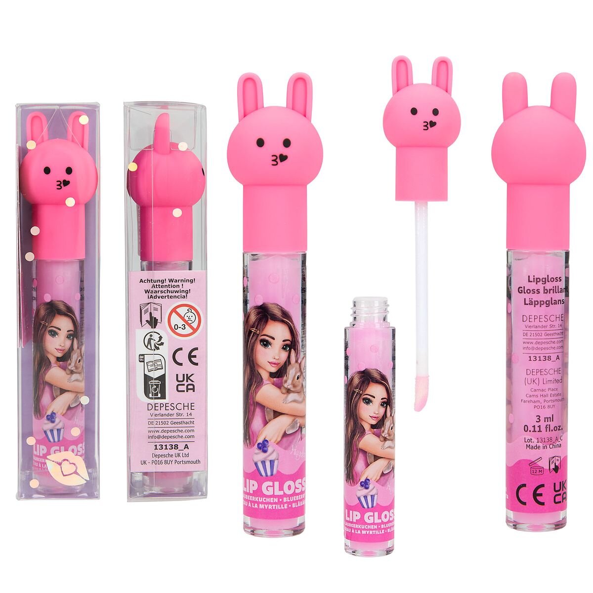 Depesche TOPModel Lipgloss Hase BEAUTY and ME, 1 Stück, 3-fach sortiert
