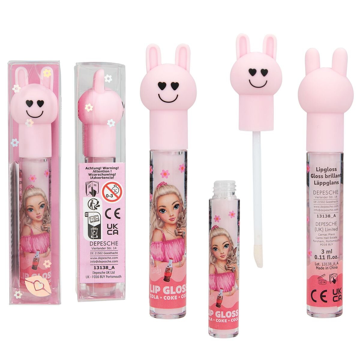 Depesche TOPModel Lipgloss Hase BEAUTY and ME, 1 Stück, 3-fach sortiert