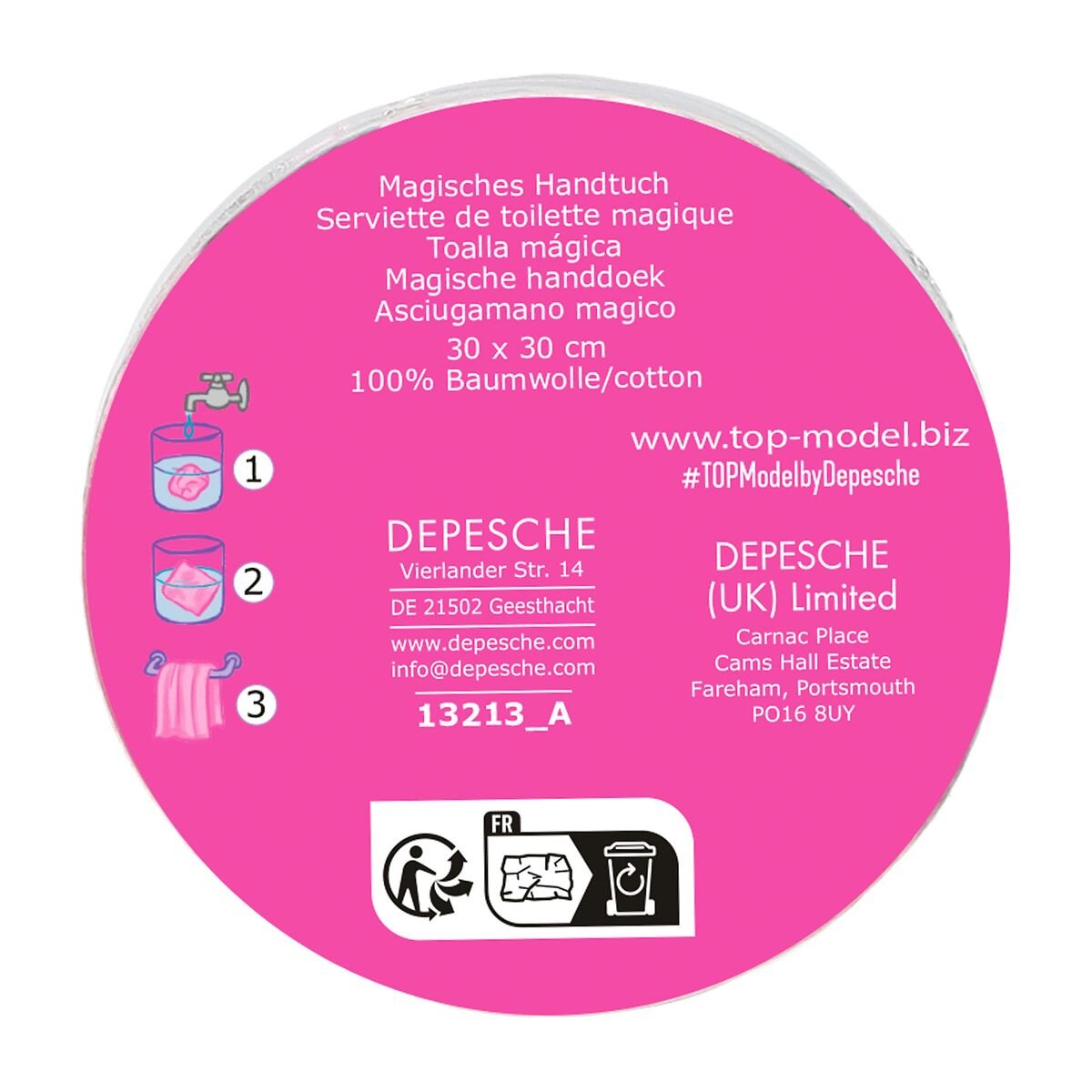 Depesche TOPModel Magisches Handtuch BEAUTY and ME, 1 Stück, 2-fach sortiert