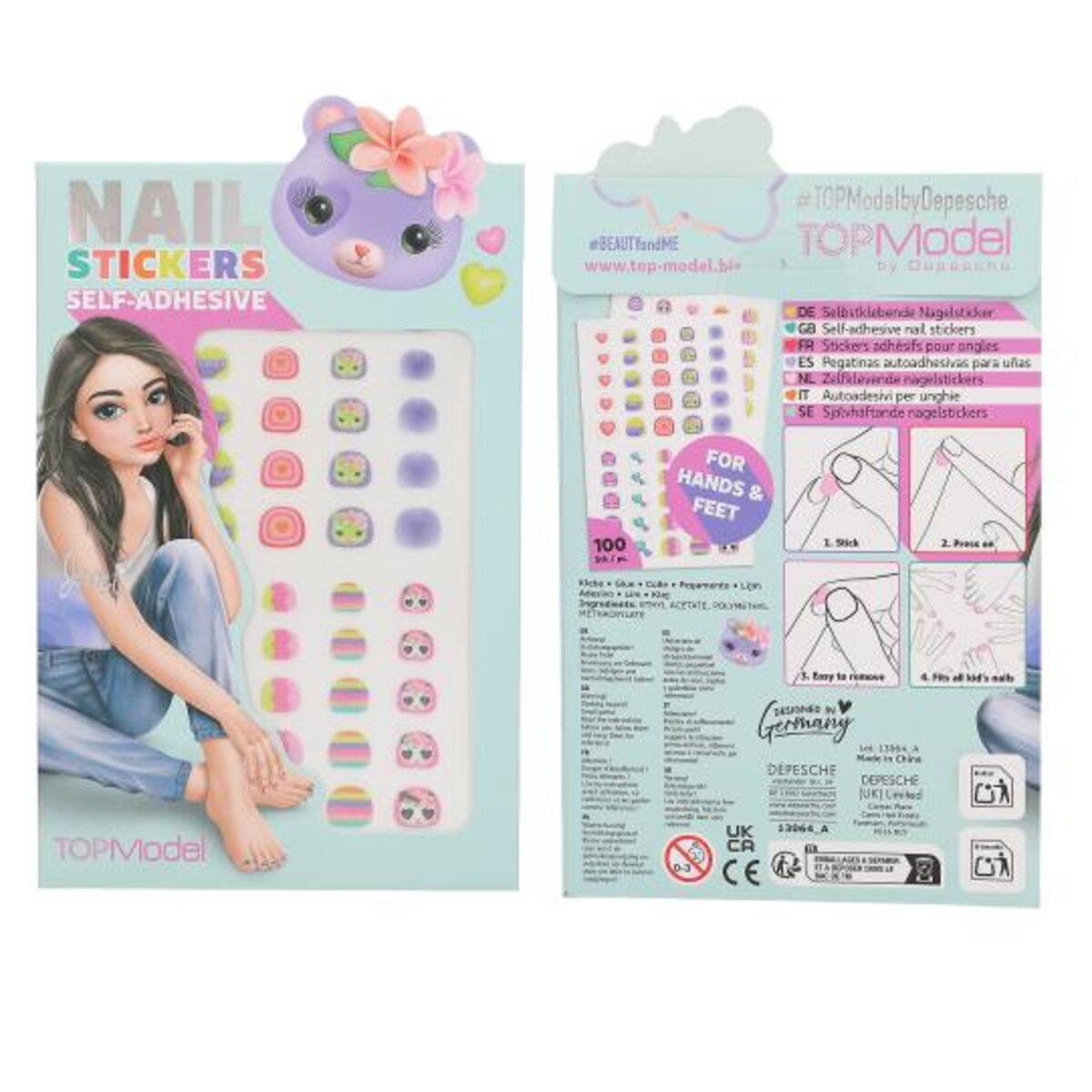 Depesche TOPModel Selbstklebende Nagelsticker BEAUTY and ME, 1 Stück; 4-fach sortiert