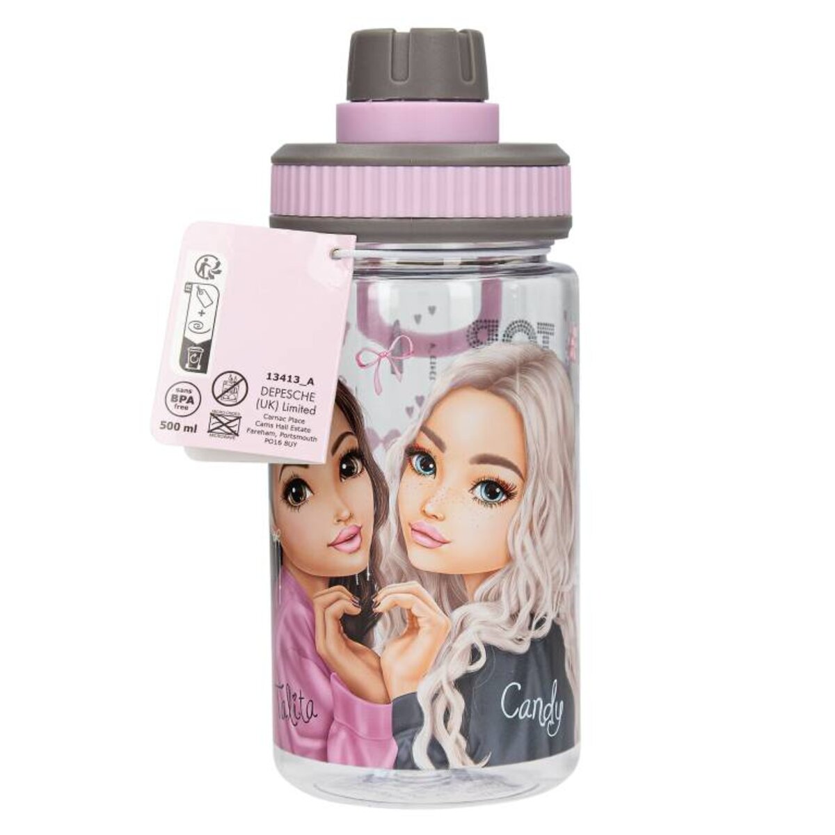 Depesche TOPModel Trinkflasche 0,5 Liter Schraubverschluss rosa grau MY BFF