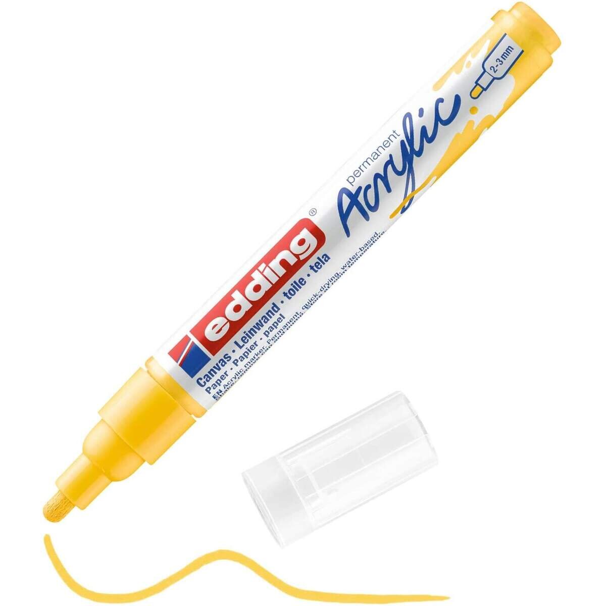 edding 5100 Acrylmarker medium - gelb - 1 Acrylstift wasserfest - mittlere Rundspitze 2-3 mm