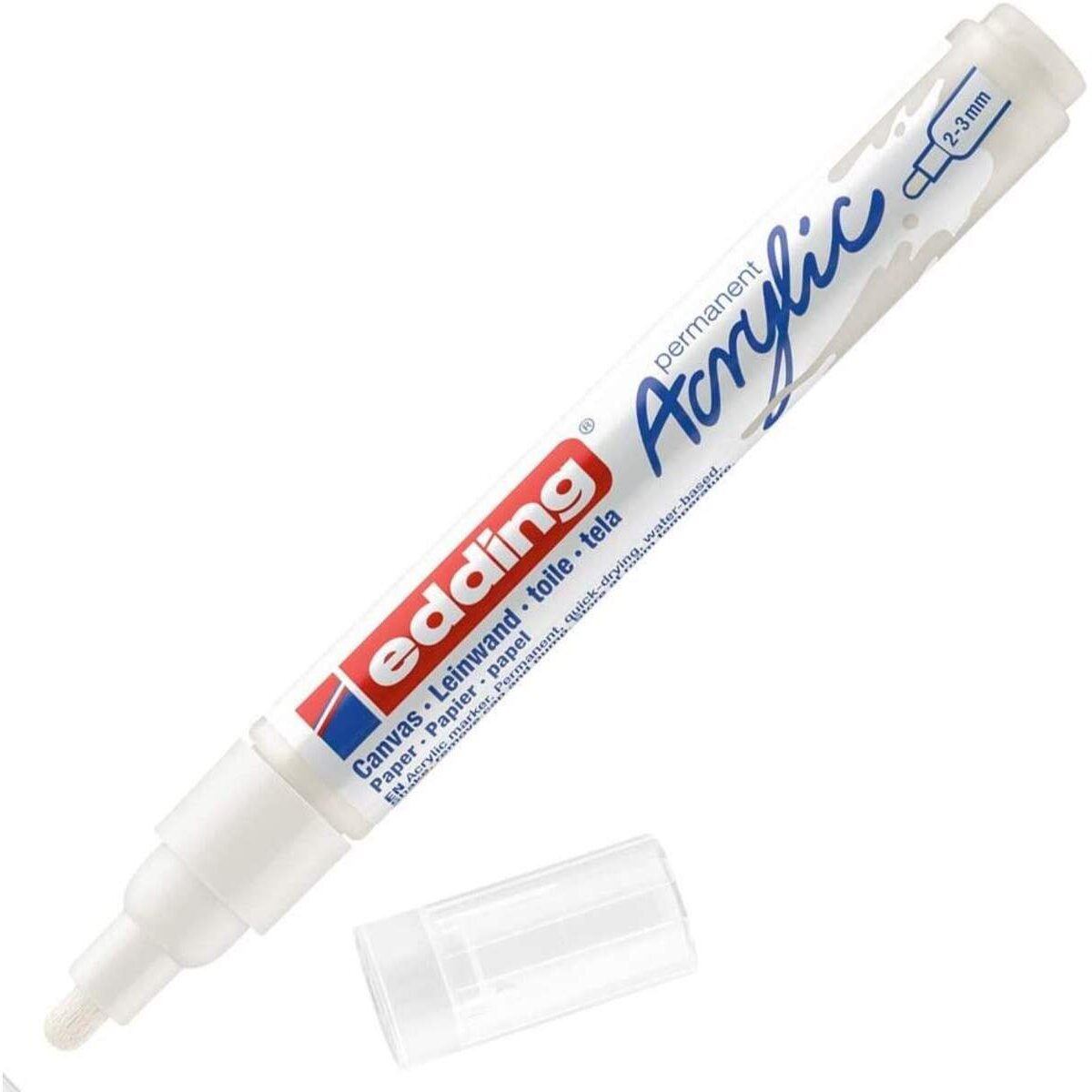 edding 5100 Acrylmarker medium - weiß - 1 Acrylstift wasserfest - mittlere Rundspitze 2-3 mm