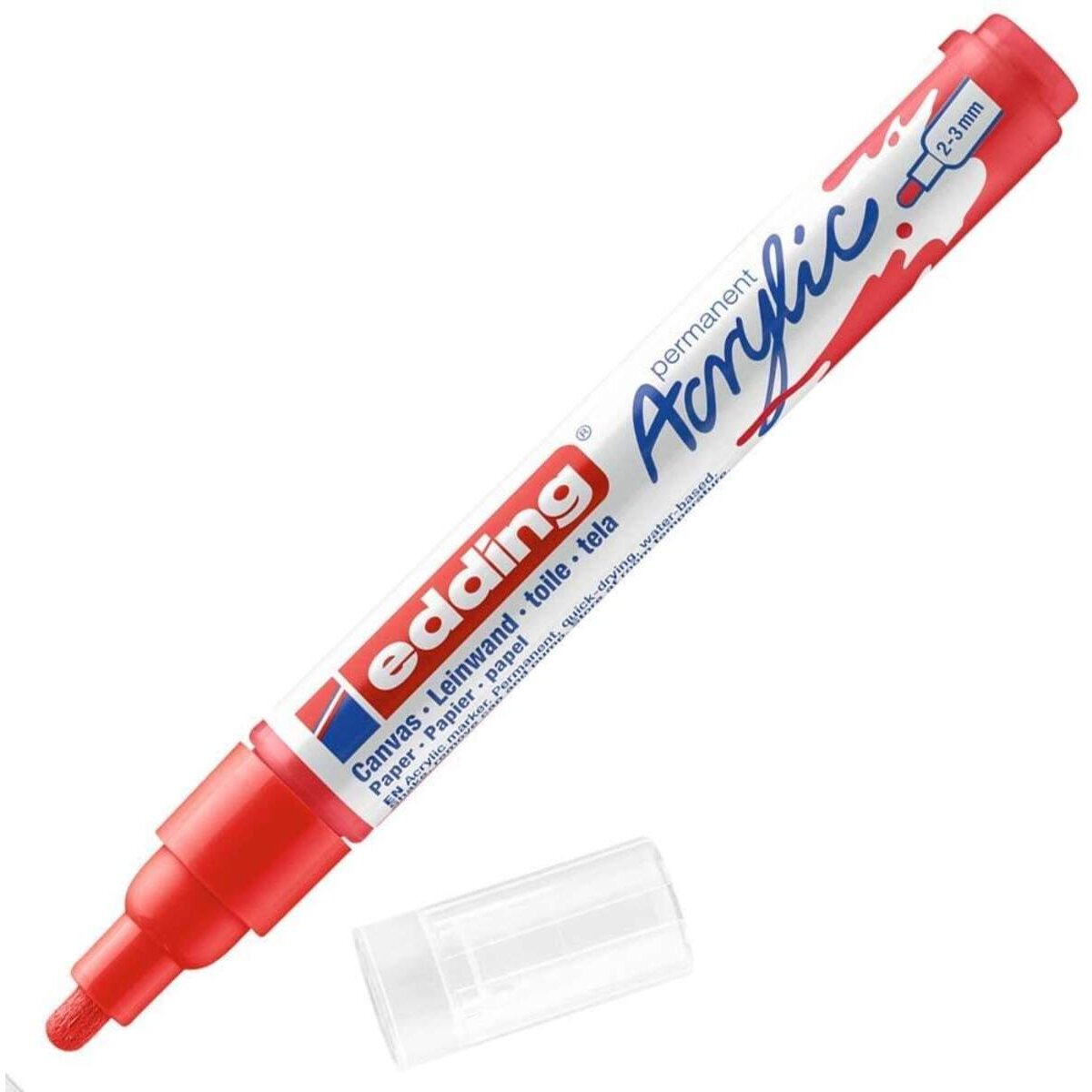 edding 5100 Acrylmarker medium - rot - 1 Acrylstift wasserfest - mittlere Rundspitze 2-3 mm