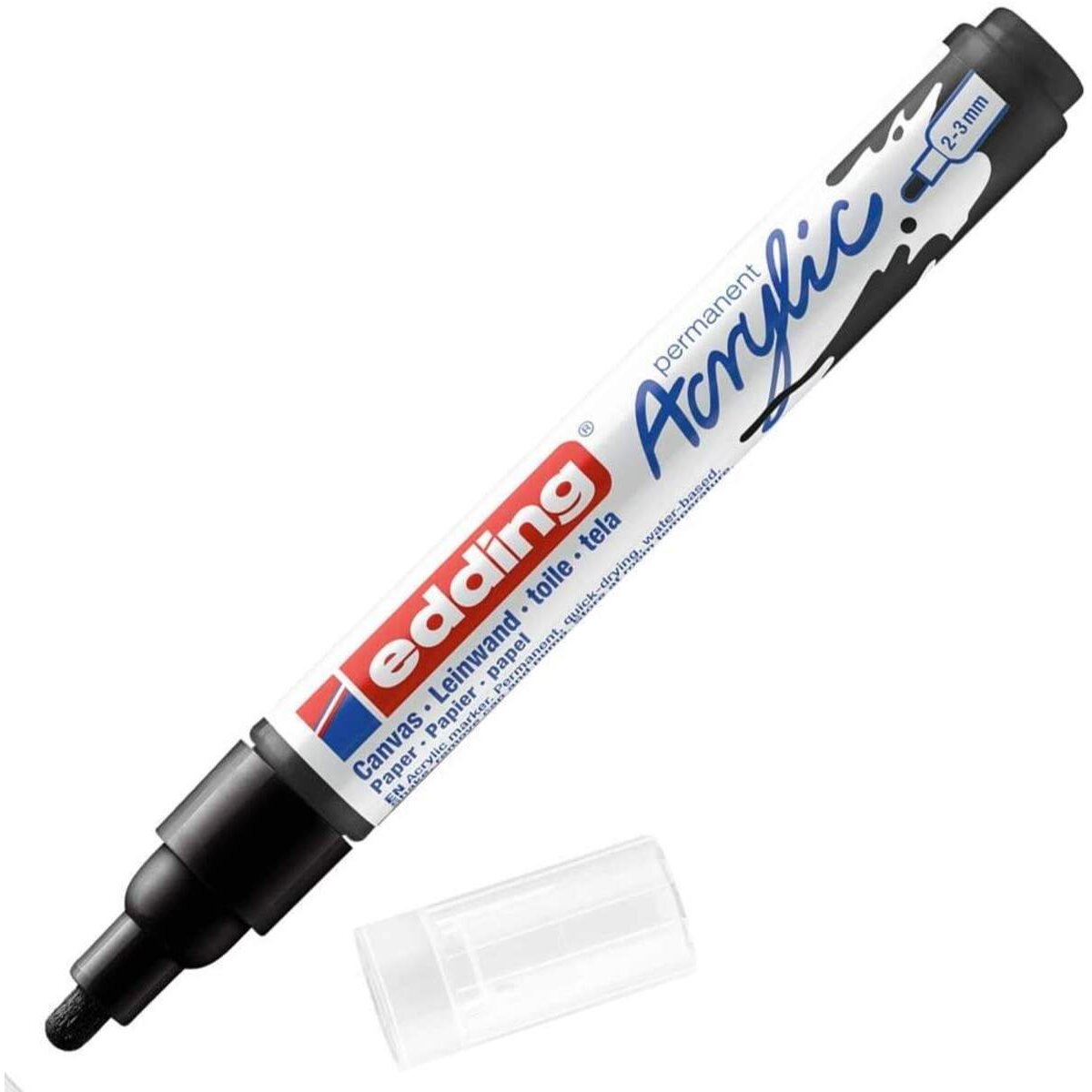 edding 5100 Acrylmarker medium - schwarz - 1 Acrylstift wasserfest - mittlere Rundspitze 2-3 mm