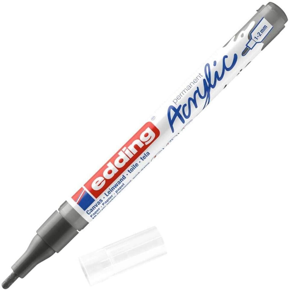 edding 5300 Acrylmarker fein - grau - 1 Acrylstift wasserfest - feine Rundspitze 1-2 mm