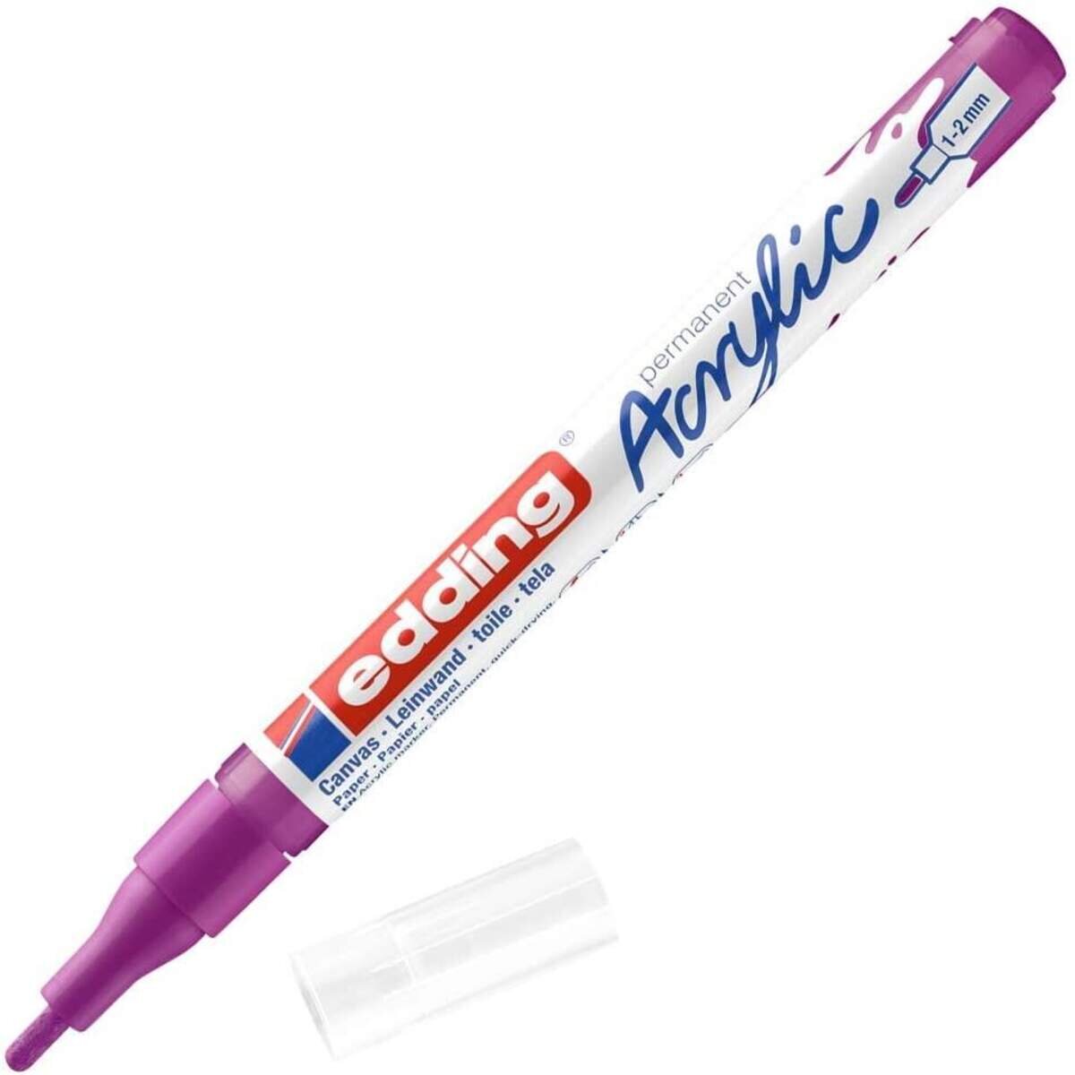 edding 5300 Acrylmarker fein - violett - 1 Acrylstift wasserfest - feine Rundspitze 1-2 mm