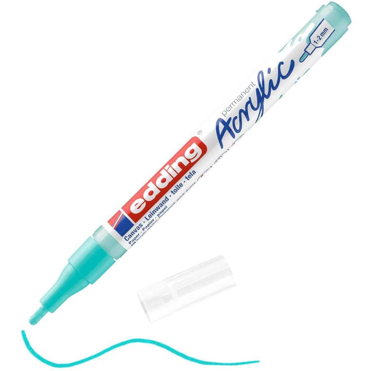 edding 5300 Acrylmarker fein - türkis - 1 Acrylstift wasserfest - feine Rundspitze 1-2 mm