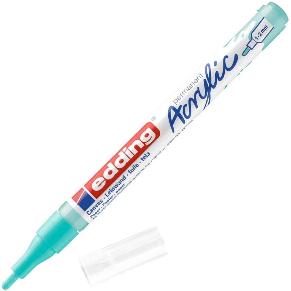 edding 5300 Acrylmarker fein - türkis - 1 Acrylstift wasserfest - feine Rundspitze 1-2 mm