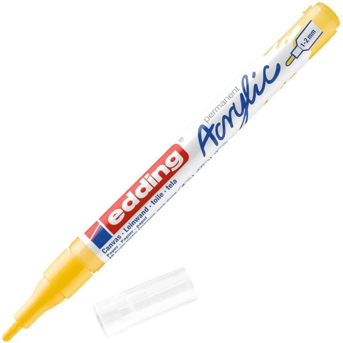 edding 5300 Acrylmarker fein - gelb - 1 Acrylstift wasserfest - feine Rundspitze 1-2 mm
