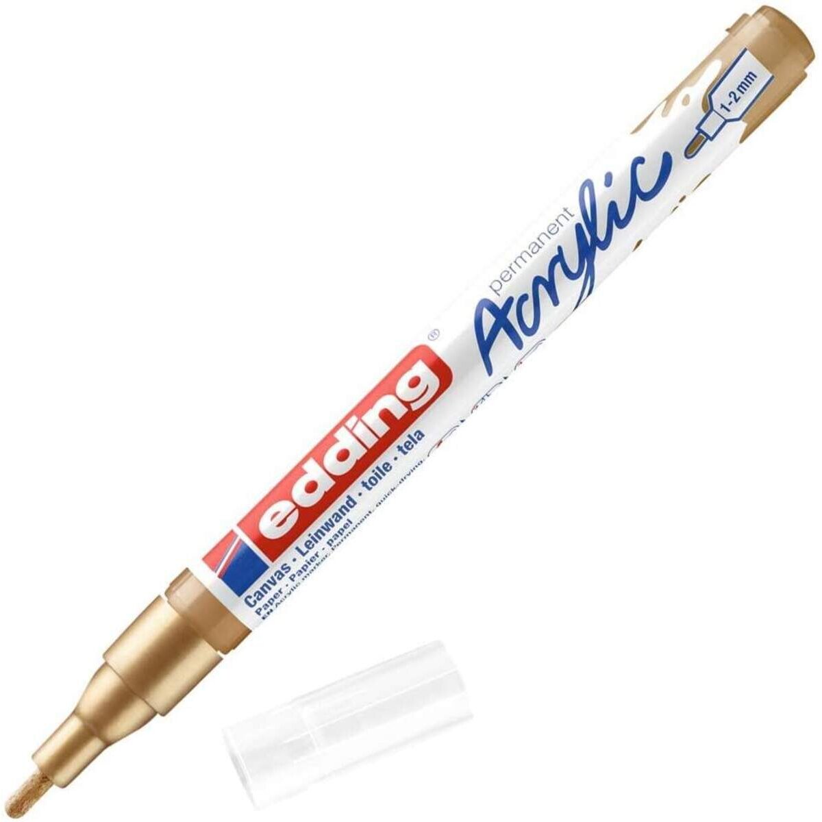 edding 5300 Acrylmarker fein - gold - 1 Acrylstift wasserfest - feine Rundspitze 1-2 mm