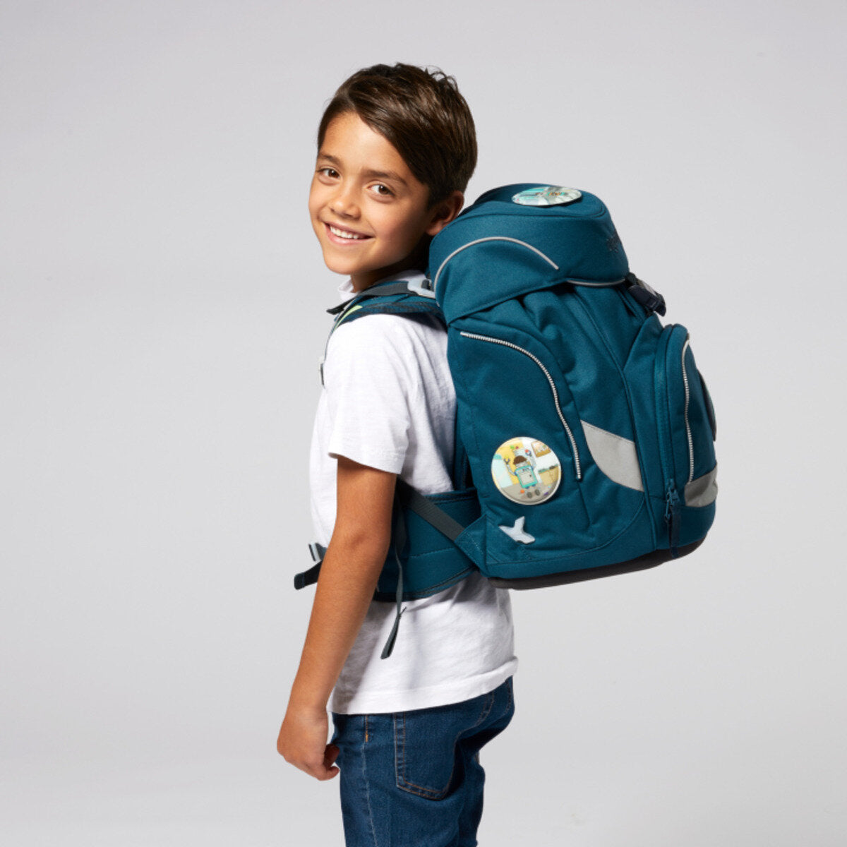 ergobag PACK Schulrucksack-Set RobotBär, 6-teilig
