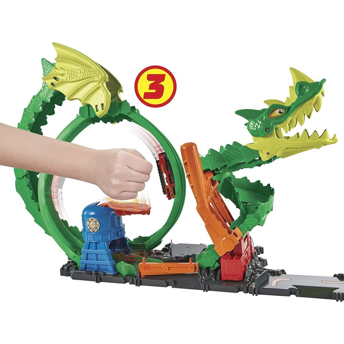 Hot Wheels City Drachenangriff Spielset mit 1 Spielzeugauto
