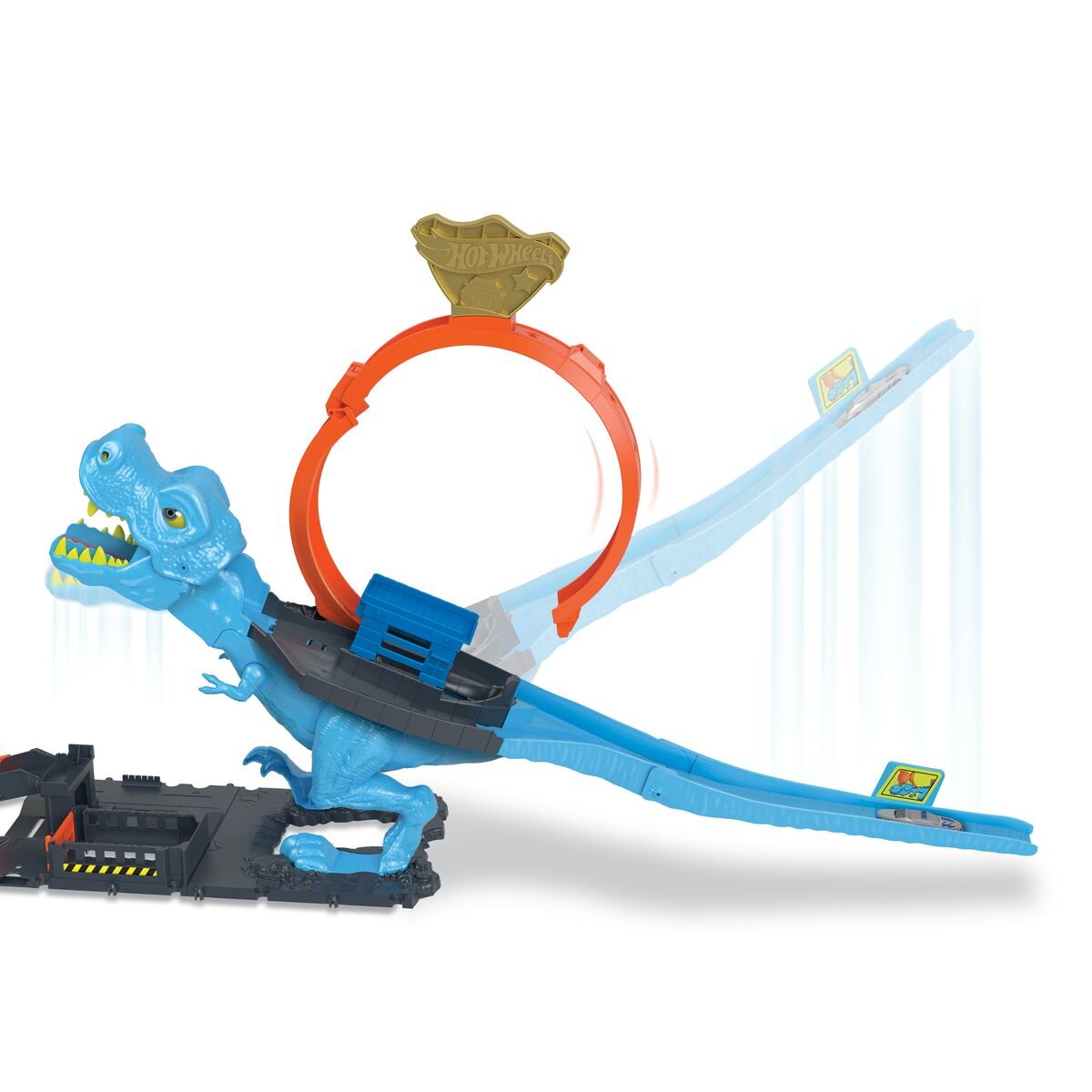Hot Wheels City T-Rex Looping-Bahn, Dinosaurier-Angriff inkl. Auto 1:64