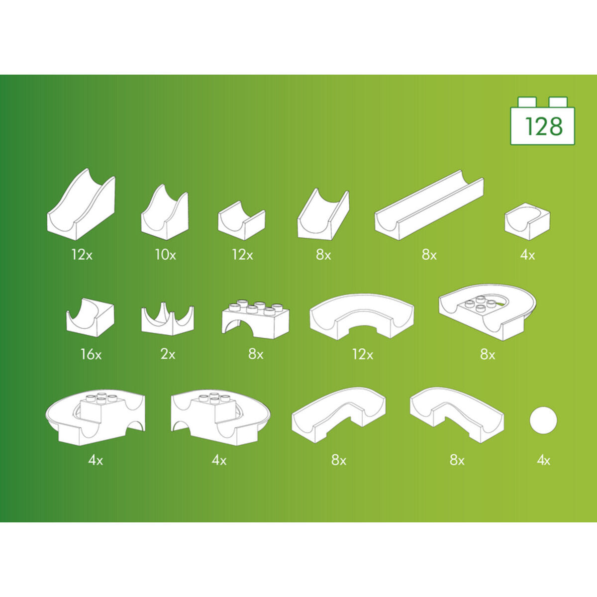Hubelino Set Bahnelemente 128-teilig