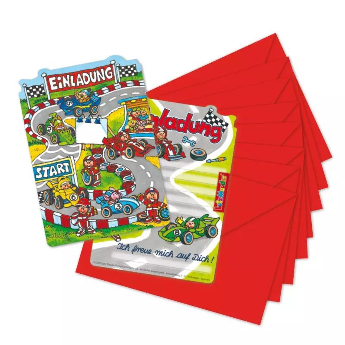 Lutz Mauder Stanzkarte Einladungs-Set Rennautos