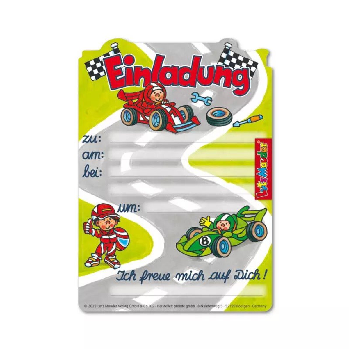 Lutz Mauder Stanzkarte Einladungs-Set Rennautos