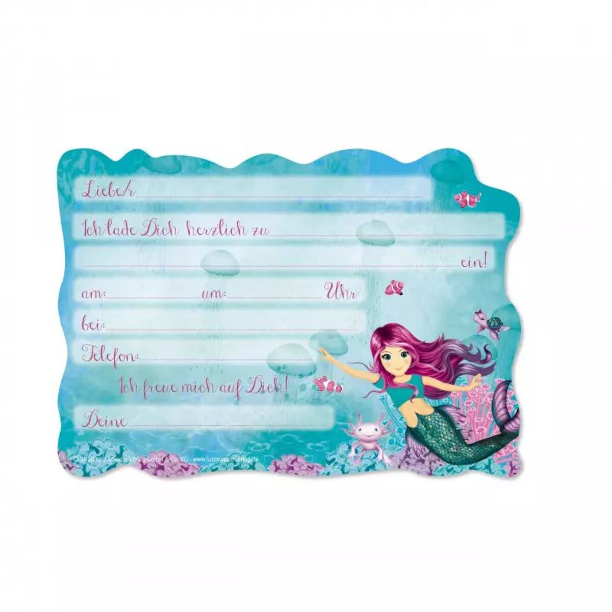 Lutz Mauder TapirElla Stanzkarte Einladungs-Set, Meerjungfrau Coralie