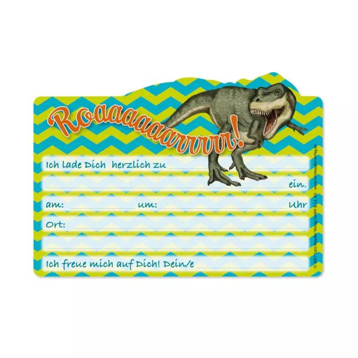 Lutz Mauder TapirElla Stanzkarte Einladungs-Set, T-Rex