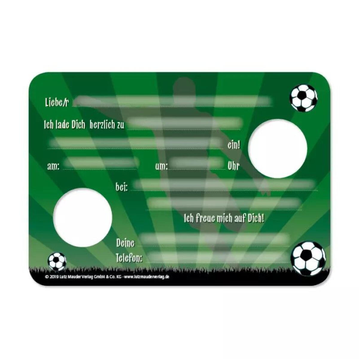 Lutz Mauder TapirElla Stanzkarte Einladungs-Set, Fußball