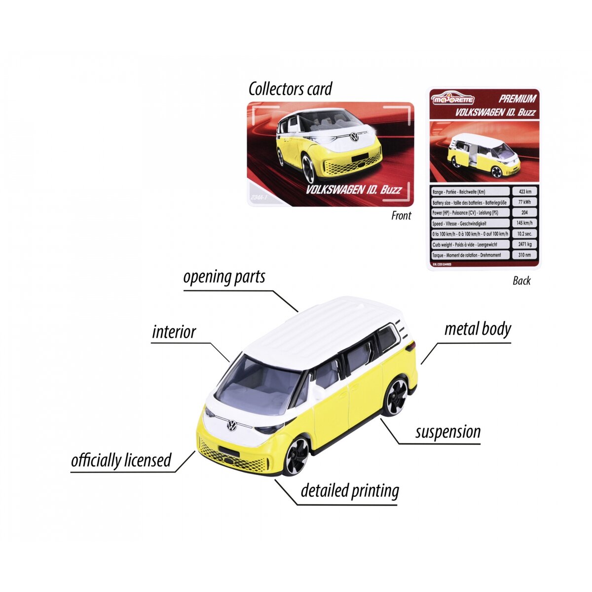 Majorette Premium Cars VW ID Buzz, gelb/weiß