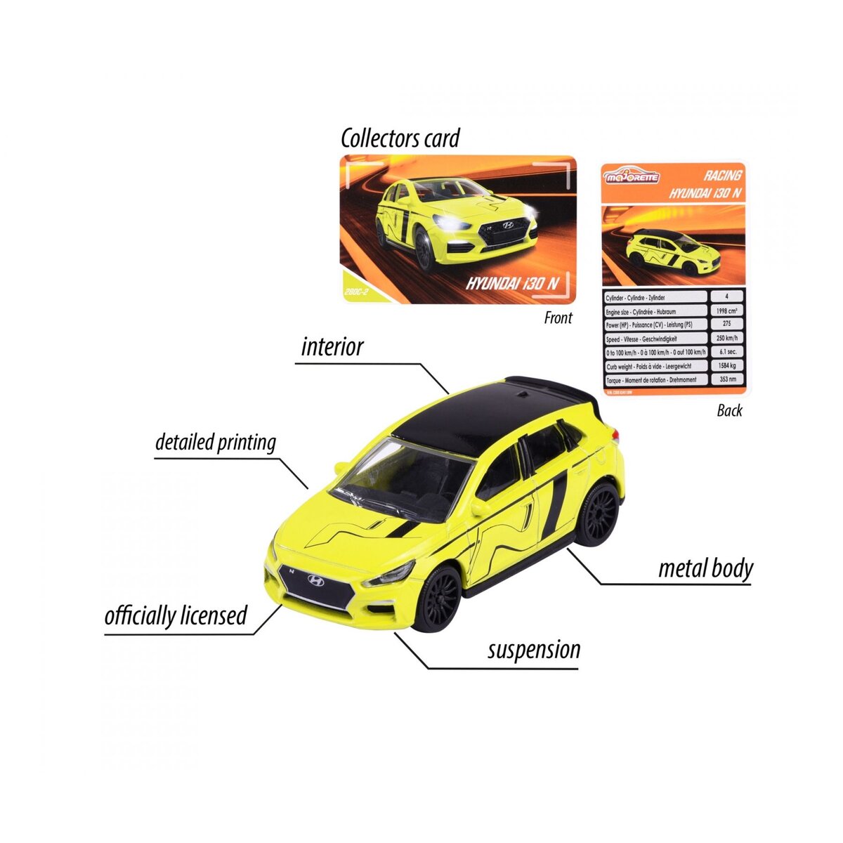 Majorette Racing Hyundai i30N, yellow