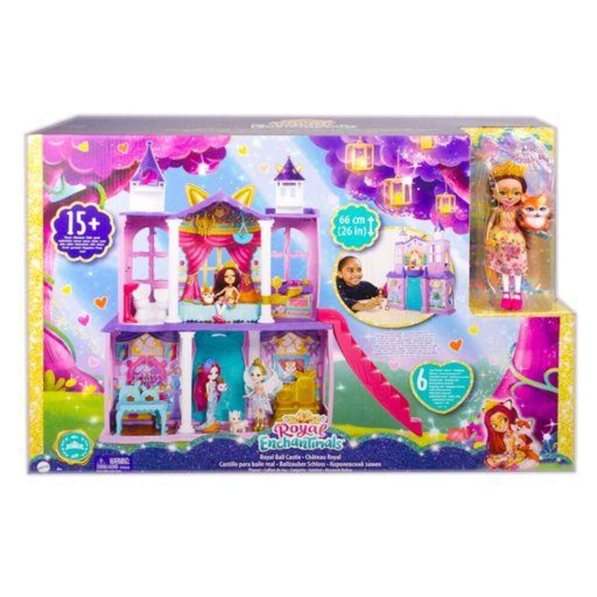 Mattel Enchantimals Royals Ballzauber Schloss mit Felicity Fox Puppe & Flick Tierfigur