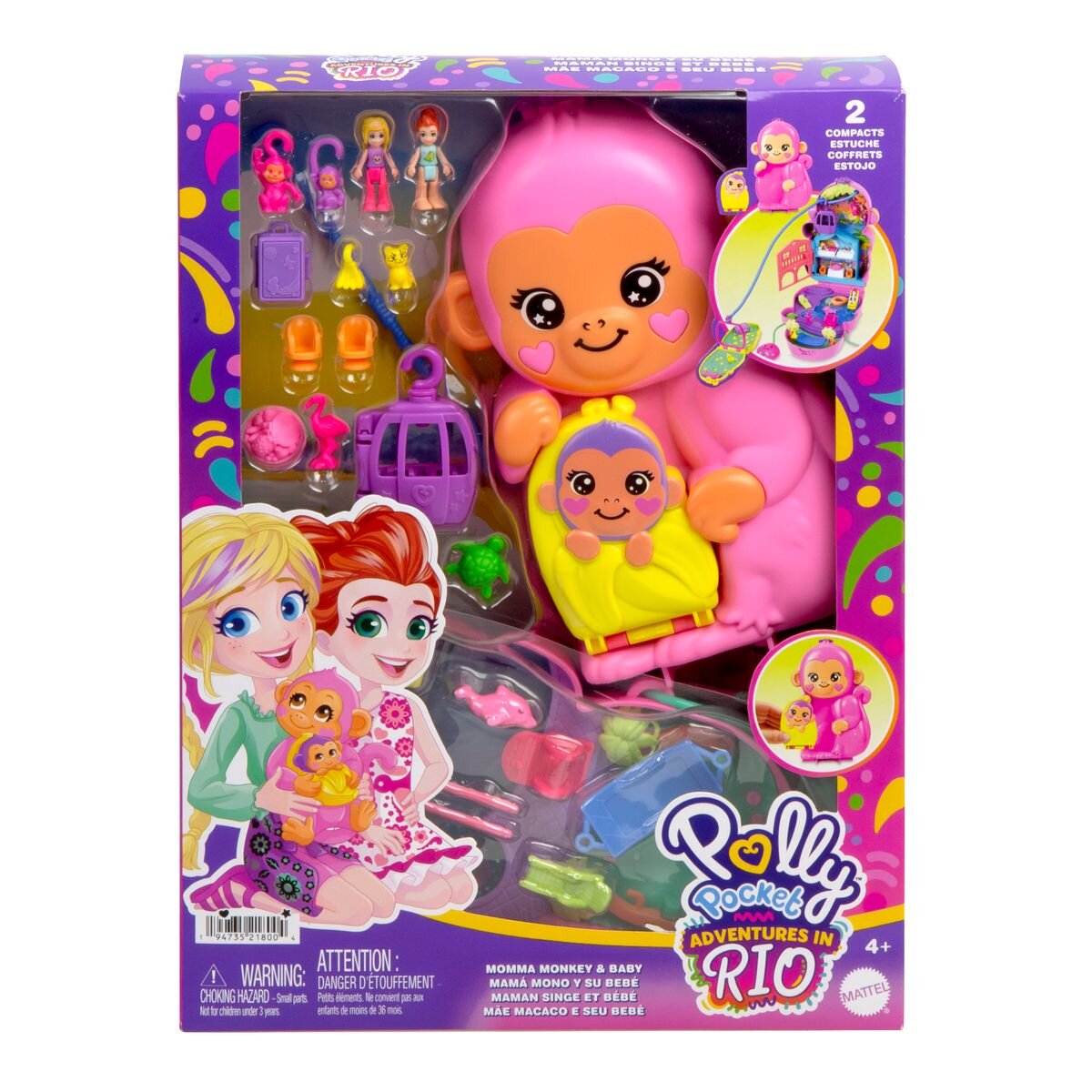 Mattel Polly Pocket Affenmama und Baby