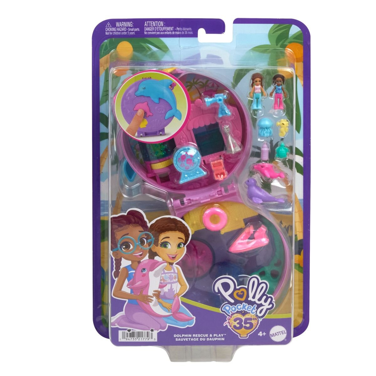 Mattel Polly Pocket Delfin retten und Spielen Schatulle