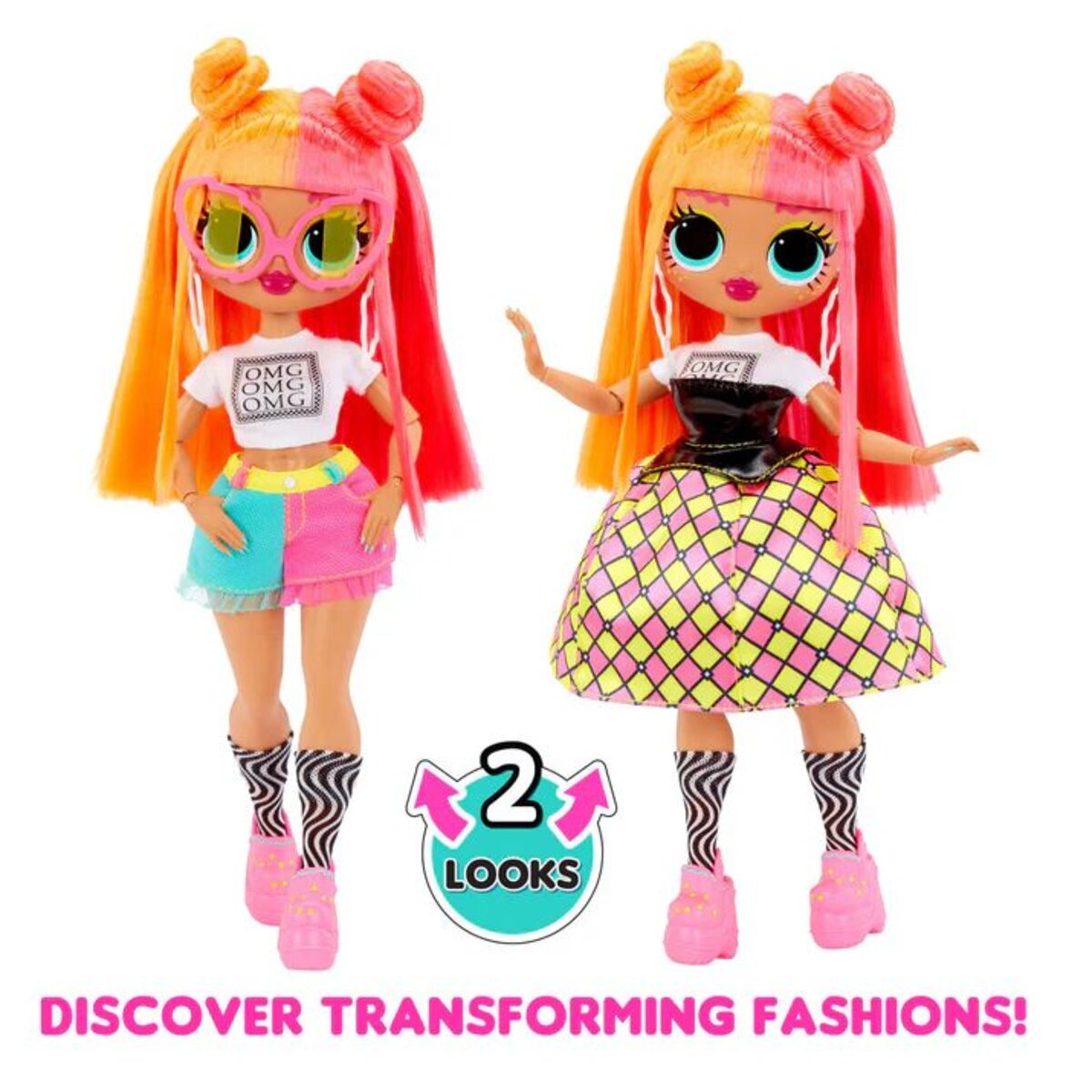 MGA Entertainment LOL Surprise OMG Neonlicious Modepuppe mit vielen Überraschungen