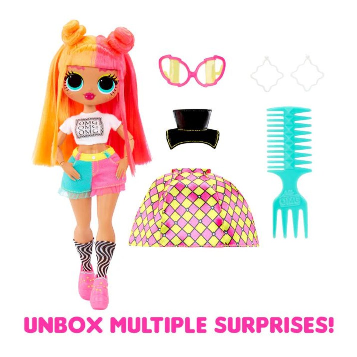MGA Entertainment LOL Surprise OMG Neonlicious Modepuppe mit vielen Überraschungen