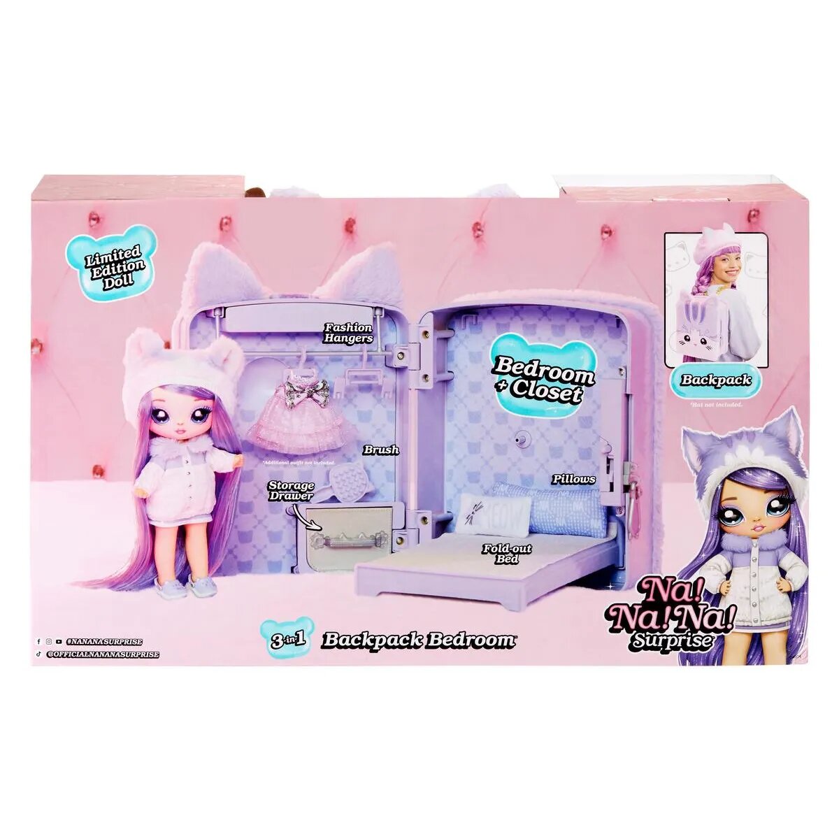 MGA Entertainment Na! Na! Na! Surprise 3in1 Series 3 - Backpack Bedroom Lavender Kitty