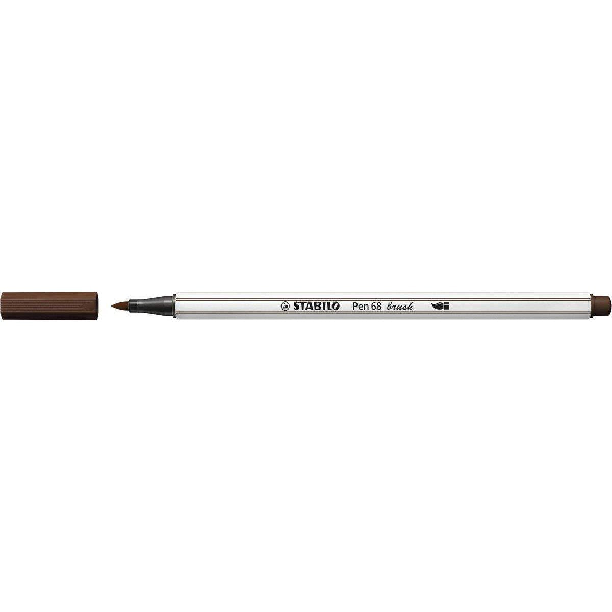 Premium-Filzstift mit Pinselspitze für variable Strichstärken - STABILO Pen 68 brush - Einzelstift - braun