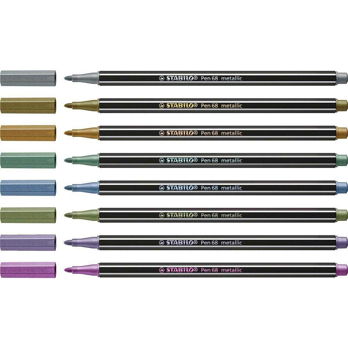 Premium Metallic-Filzstift - STABILO Pen 68 metallic - 8er Pack - mit 8 verschiedenen Metallic-Farben