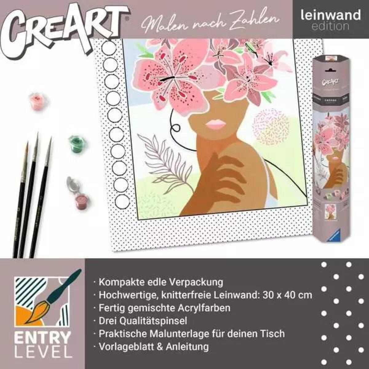 Ravensburger CreArt Malen nach Zahlen - Leinwand Flowers on my Mind / Gedankenblumen