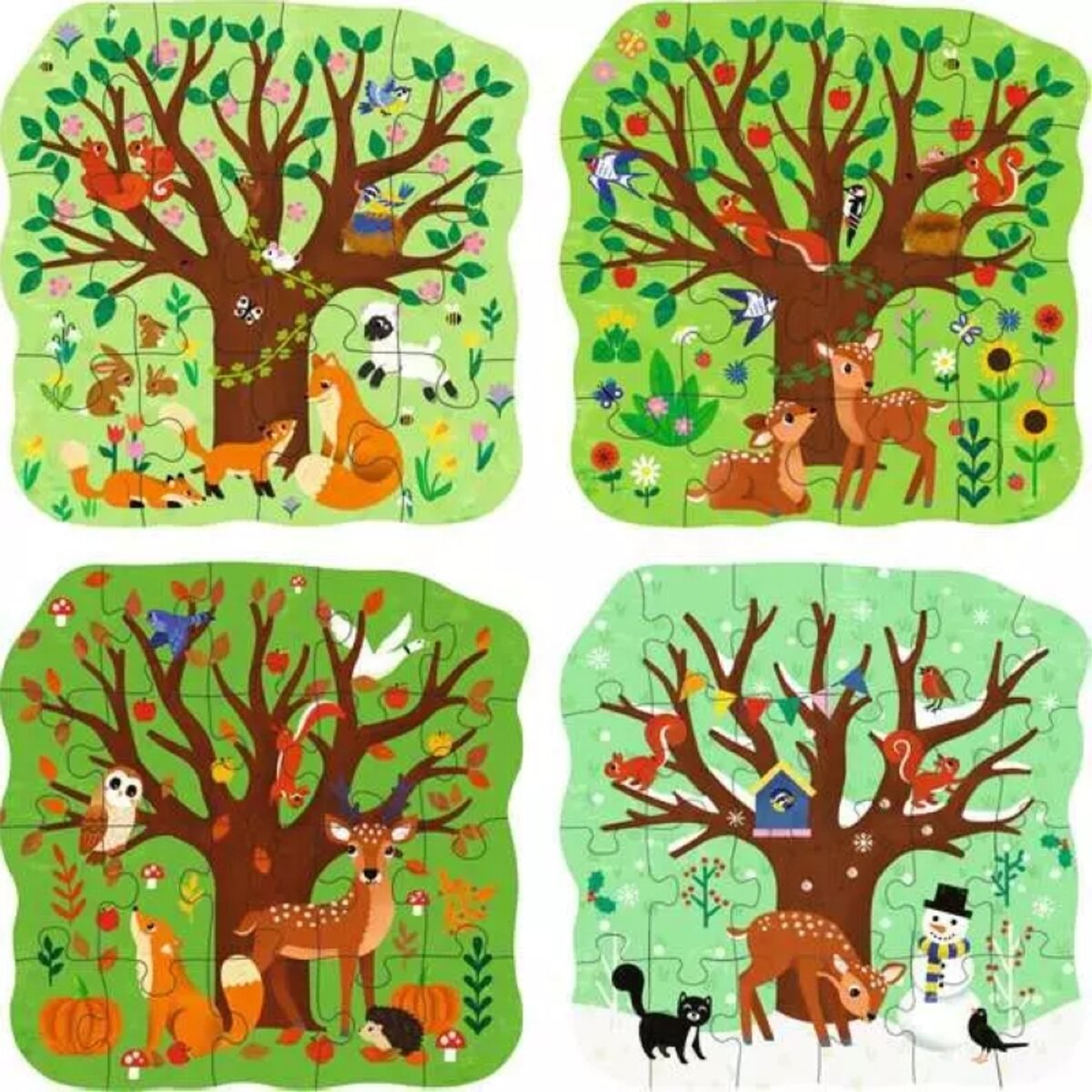 Ravensburger 4 Kinderpuzzle 12 + 16 + 20 + 24 Teile Vier Jahreszeiten 19 x 19 cm